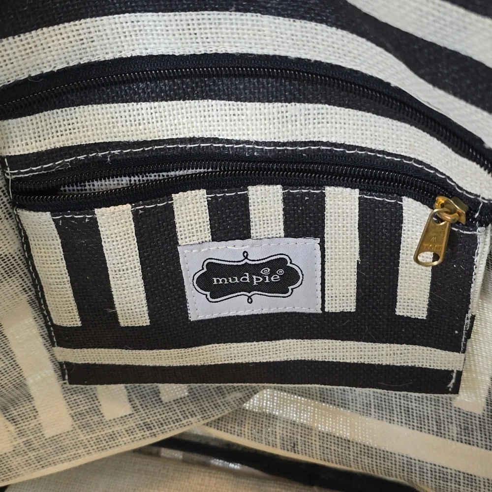 Mud Pie Sarong Along Tote, Black Striped